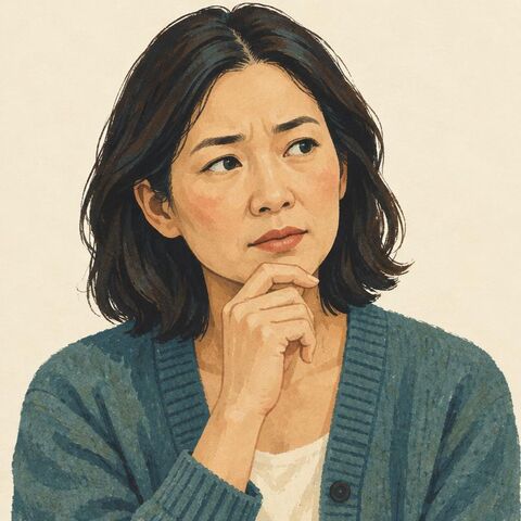 Illustrated portrait of the synthetic persona Is This Right